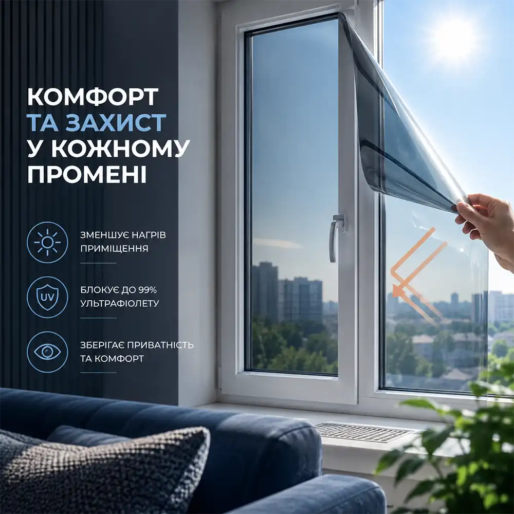 Замовити сонцезахисну плівку на вікна в Києві