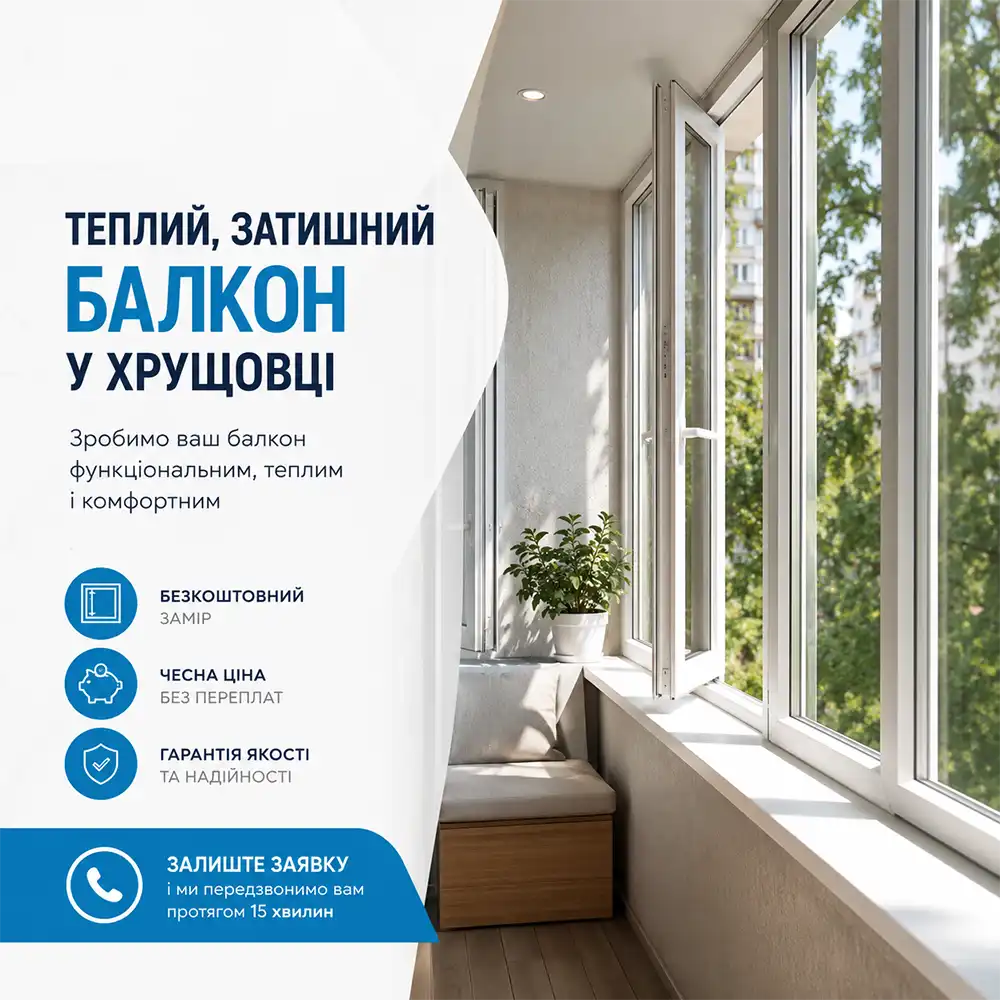 Замовити теплий балкон у Хрущовці в Києві